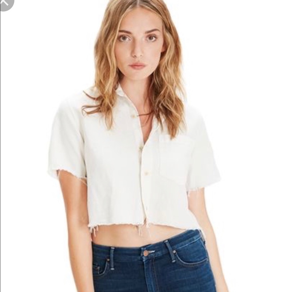 Mother Denim Frenchie cropped button up shirt